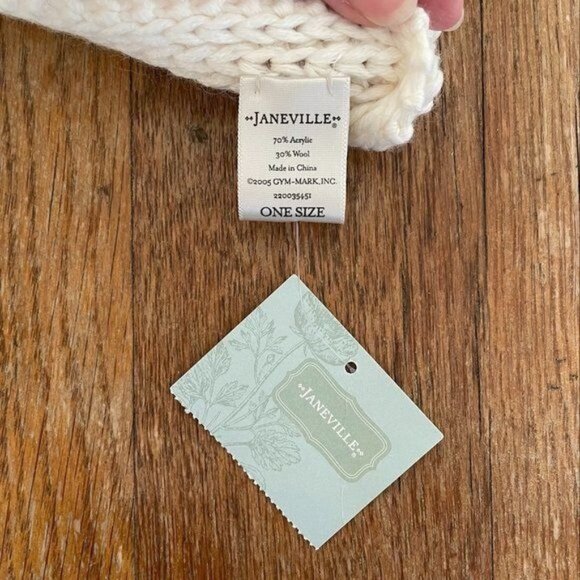 Janeville Knitted White Wool Blend Scarf 6 in W x 58 in L w/ Sequins and Fringe - Picture 6 of 7